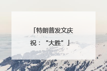 特朗普发文庆祝：“大胜”