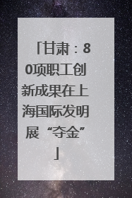 甘肃：80项职工创新成果在上海国际发明展“夺金”