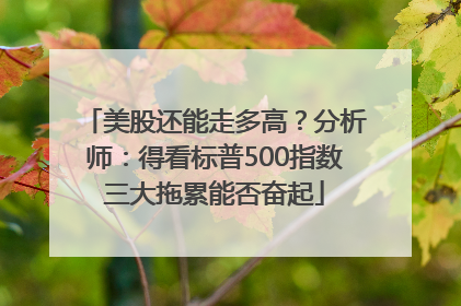 美股还能走多高？分析师：得看标普500指数三大拖累能否奋起
