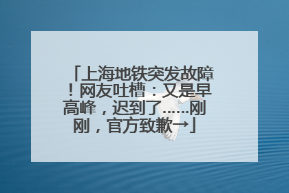 上海地铁突发故障！网友吐槽：又是早高峰，迟到了……刚刚，官方致歉→
