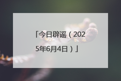 今日辟谣（2025年6月4日）
