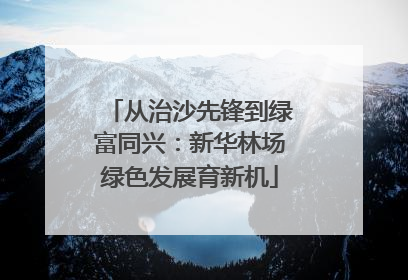 从治沙先锋到绿富同兴：新华林场绿色发展育新机