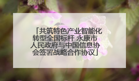 共筑特色产业智能化转型全国标杆 永康市人民政府与中国信息协会签署战略合作协议