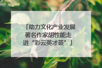助力文化产业发展 著名作家胡性能走进“彩云英才荟”
