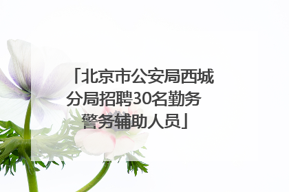 北京市公安局西城分局招聘30名勤务警务辅助人员