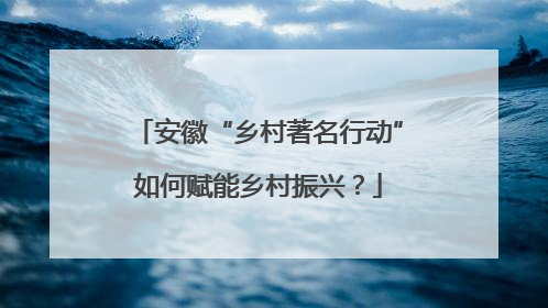 安徽“乡村著名行动”如何赋能乡村振兴？