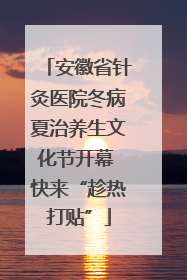 安徽省针灸医院冬病夏治养生文化节开幕 快来“趁热打贴”