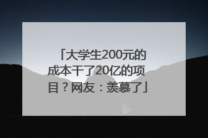 大学生200元的成本干了20亿的项目？网友：羡慕了