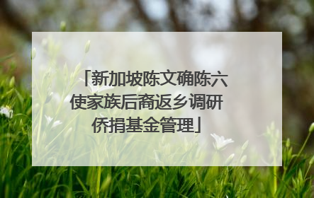 新加坡陈文确陈六使家族后裔返乡调研侨捐基金管理