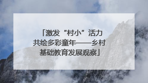 激发“村小”活力 共绘多彩童年——乡村基础教育发展观察