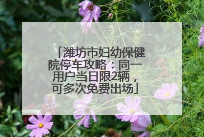 潍坊市妇幼保健院停车攻略：同一用户当日限2辆，可多次免费出场
