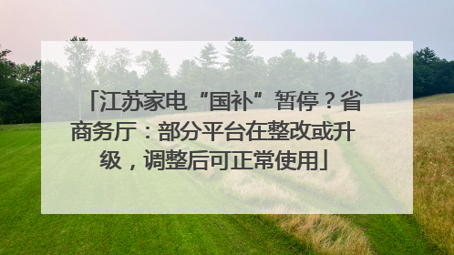 江苏家电“国补”暂停？省商务厅：部分平台在整改或升级，调整后可正常使用