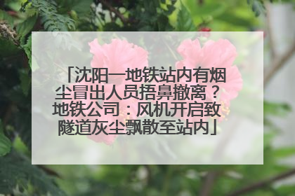 沈阳一地铁站内有烟尘冒出人员捂鼻撤离？地铁公司：风机开启致隧道灰尘飘散至站内