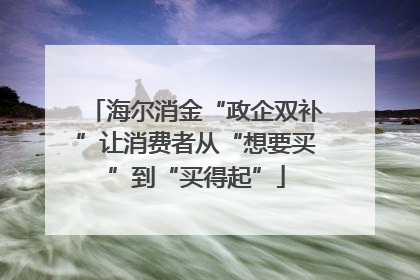 海尔消金“政企双补”让消费者从“想要买”到“买得起”