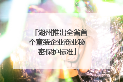 湖州推出全省首个童装企业商业秘密保护标准