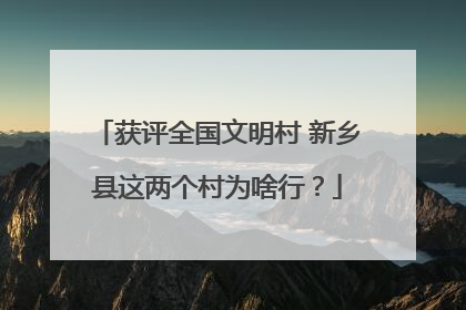获评全国文明村 新乡县这两个村为啥行？