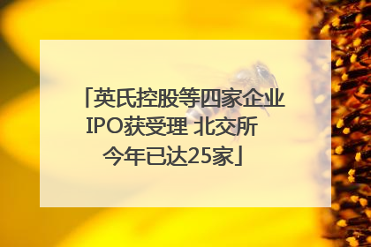 英氏控股等四家企业IPO获受理 北交所今年已达25家