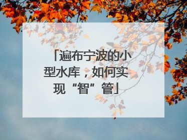 遍布宁波的小型水库，如何实现“智”管