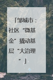 邹城市：社区“微基金”撬动基层“大治理”
