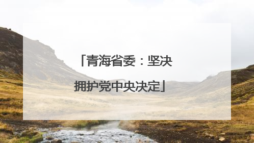 青海省委：坚决拥护党中央决定