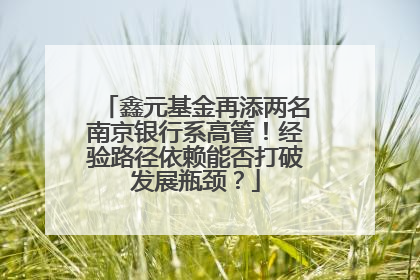 鑫元基金再添两名南京银行系高管！经验路径依赖能否打破发展瓶颈？