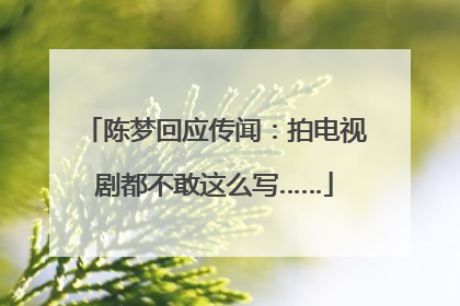 陈梦回应传闻：拍电视剧都不敢这么写……