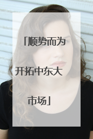 顺势而为开拓中东大市场
