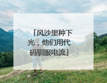 风沙里种下光，他们用代码驯服电流
