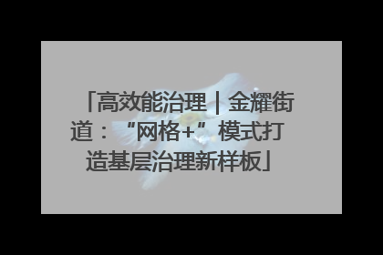 高效能治理｜金耀街道：“网格+”模式打造基层治理新样板