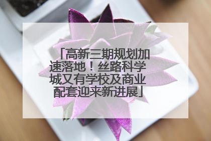 高新三期规划加速落地！丝路科学城又有学校及商业配套迎来新进展