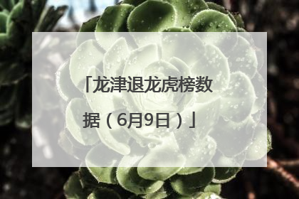 龙津退龙虎榜数据（6月9日）