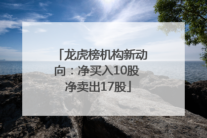 龙虎榜机构新动向：净买入10股 净卖出17股