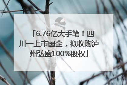 6.76亿大手笔！四川一上市国企，拟收购泸州弘盛100%股权