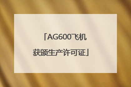 AG600飞机获颁生产许可证